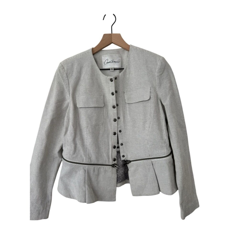 CAbi Zip Line Blazer 205 Textured Peplum Jacket - Size 6